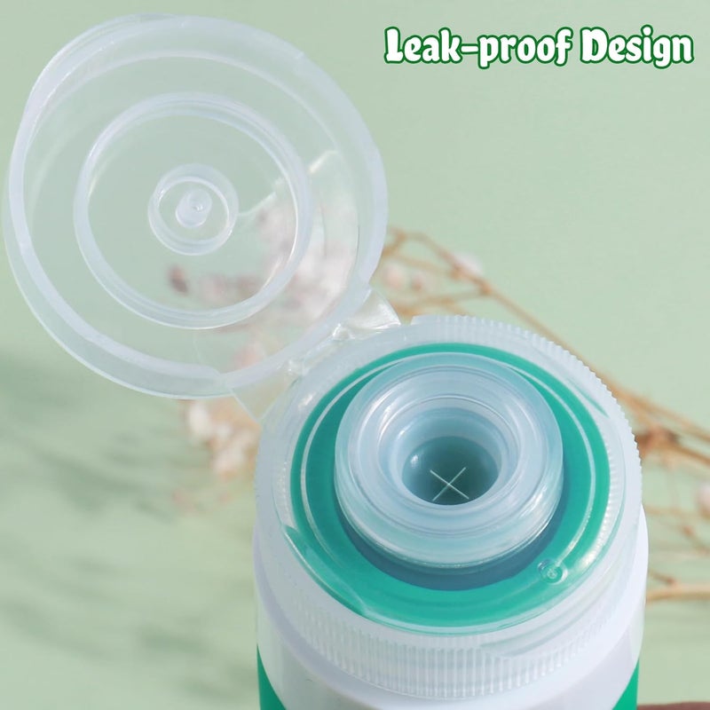 GLAMFIELDS Travel Bottles for Toiletries, 3oz Size TSA Approved Leak Proof Silicone Containers for Shampoo, Conditioner,Easy to Squeeze and Portable, Essentials for Traveling (4 Pack) Green - Image 2